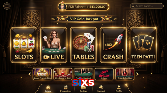 Main screen of Sixs casino page for PK players